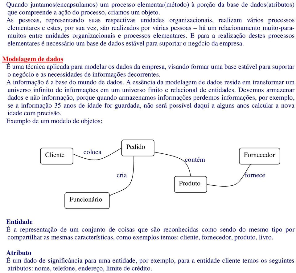 muito-paramuitos entre unidades organizacionais e processos elementares. E para a realização destes processos elementares é necessário um base de dados estável para suportar o negócio da empresa.