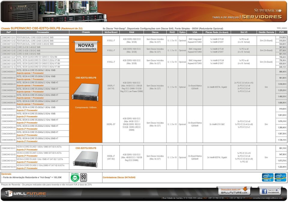 40GHZ 3MB 567,90 4GB DDR3-1600 ECC CSMC040112-05 CORE I3-4330 3.50GHZ 4MB (On-Board) 577,60 CSMC040112-06 CORE I3-4340 3.60GHZ 4MB 601,10 CSMC040112-07 INTEL XEON QUADCORE E3-1220V3 3.