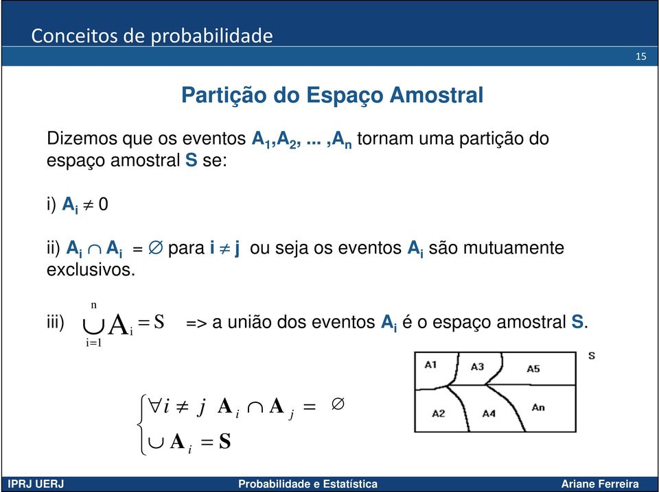 para i j ou seja os eventos A i são mutuamente exclusivos.