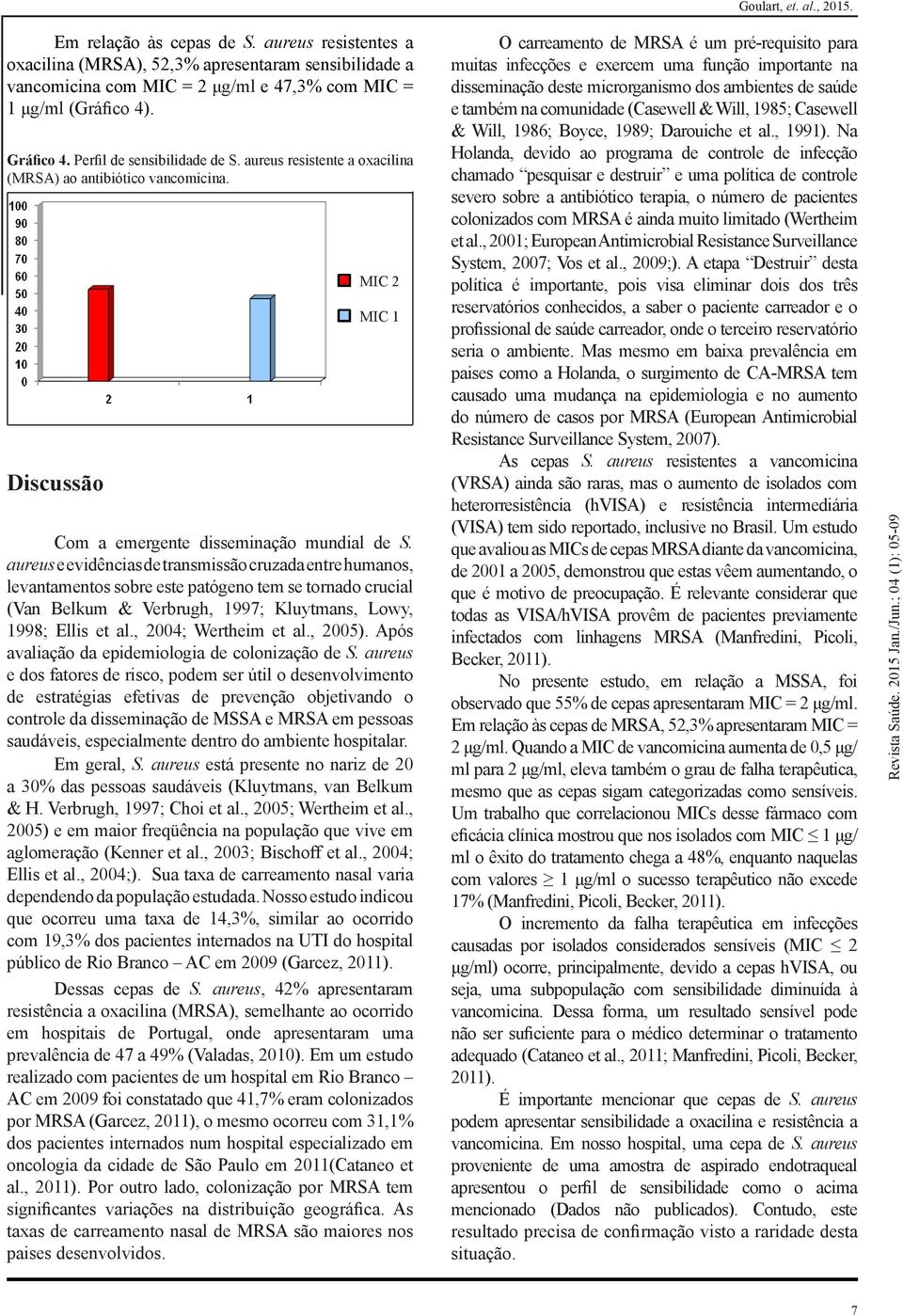 aureus e evidências de transmissão cruzada entre humanos, levantamentos sobre este patógeno tem se tornado crucial (Van Belkum & Verbrugh, 1997; Kluytmans, Lowy, 1998; Ellis et al.