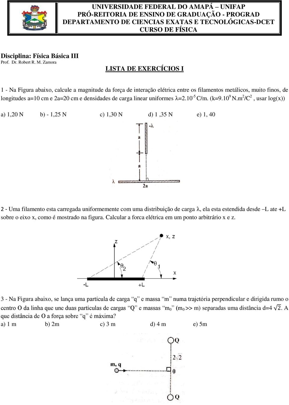 carga linear uniformes =2.10-5 C/m. (k=9.10 9 N.