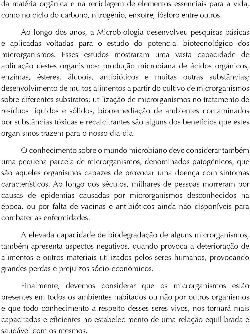 Esses estudos mostraram uma vasta capacidade de aplicação destes organismos: produção microbiana de ácidos orgânicos, enzimas, ésteres, álcoois, antibióticos e muitas outras substâncias;