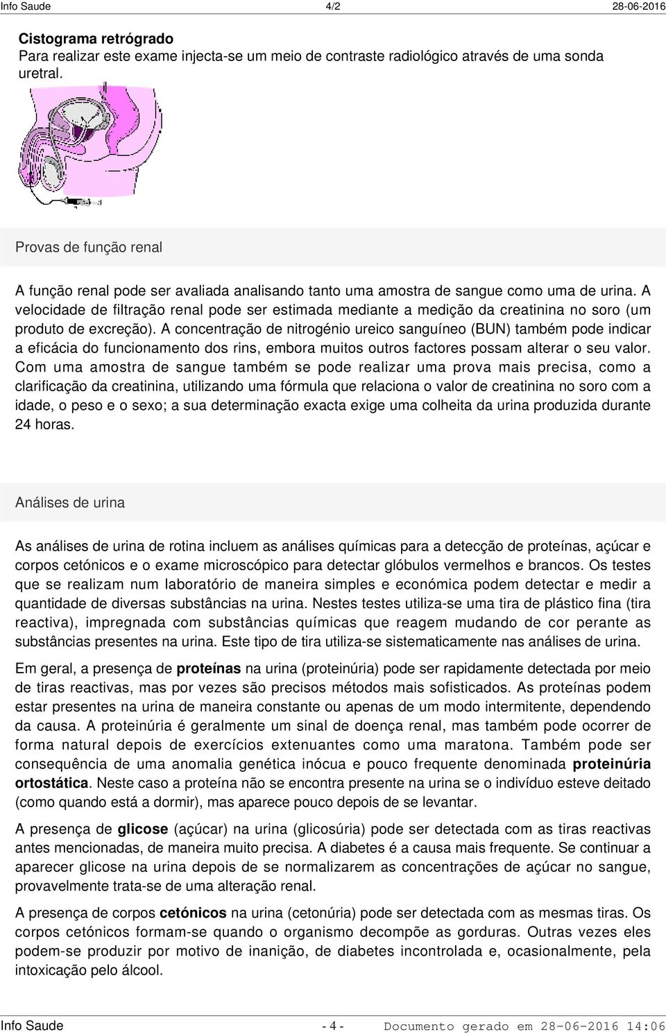 A velocidade de filtração renal pode ser estimada mediante a medição da creatinina no soro (um produto de excreção).