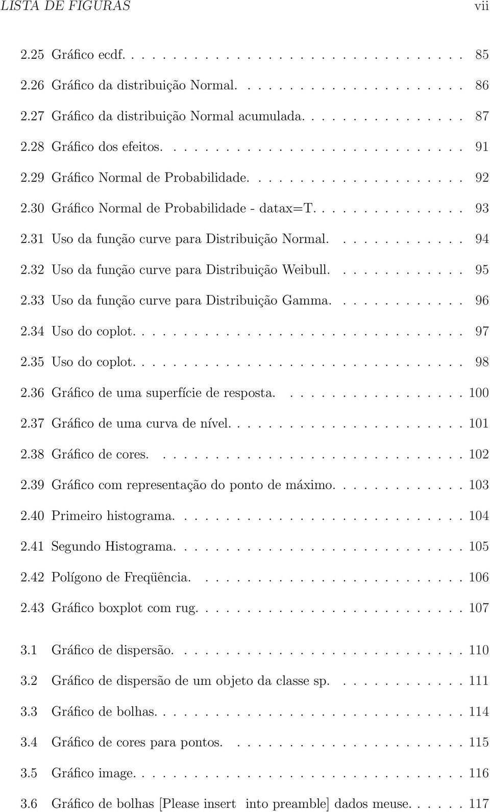 31 Uso da função curve para Distribuição Normal............. 94 2.32 Uso da função curve para Distribuição Weibull............. 95 2.33 Uso da função curve para Distribuição Gamma............. 96 2.