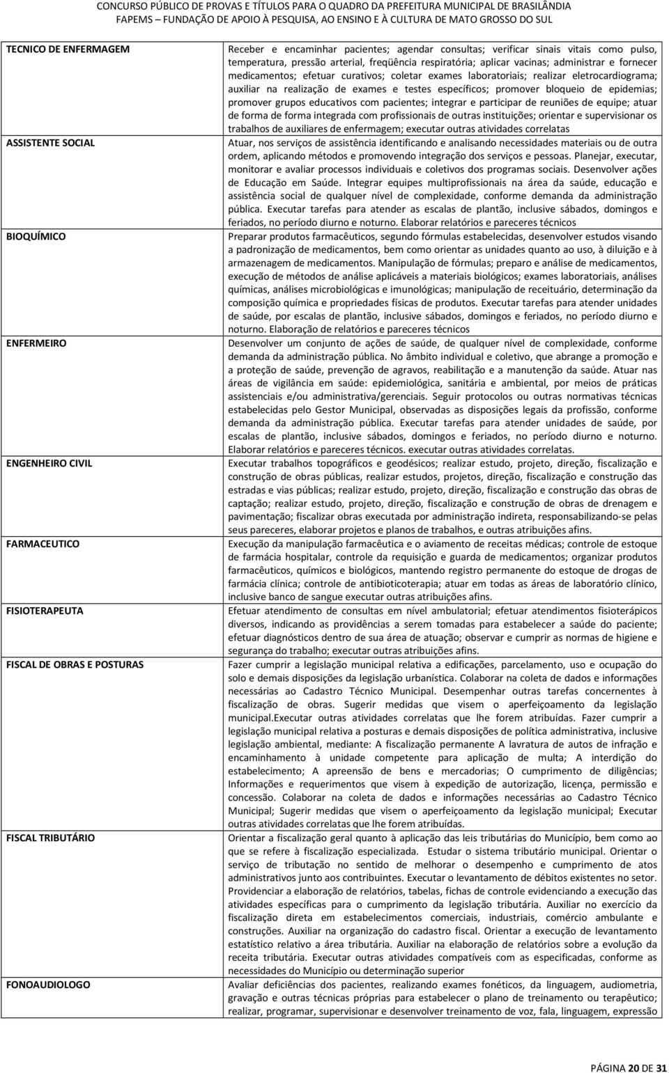 laboratoriais; realizar eletrocardiograma; auxiliar na realização de exames e testes específicos; promover bloqueio de epidemias; promover grupos educativos com pacientes; integrar e participar de