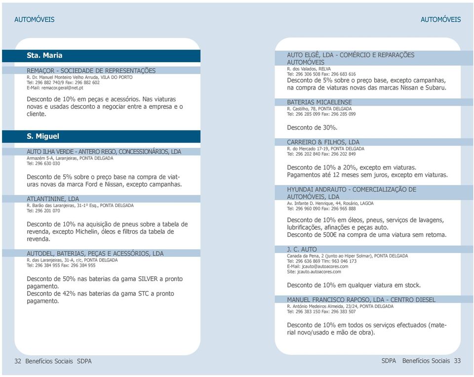 Miguel AUTO ILHA VERDE - ANTERO REGO, CONCESSIONÁRIOS, LDA Armazém 5-A, Laranjeiras, PONTA DELGADA Tel: 296 630 030 Desconto de 5% sobre o preço base na compra de viaturas novas da marca Ford e