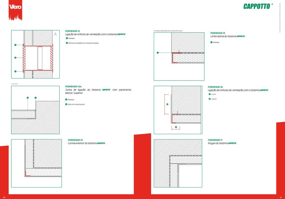SOLUÇÕES DE ISOLAMENTO TÉRMICO PELO EXTERIOR 1 2 Grelha de ventilação com conduta entubada 1 Mastique 1 2 1 Sem perfil PORMENOR 13A Junta