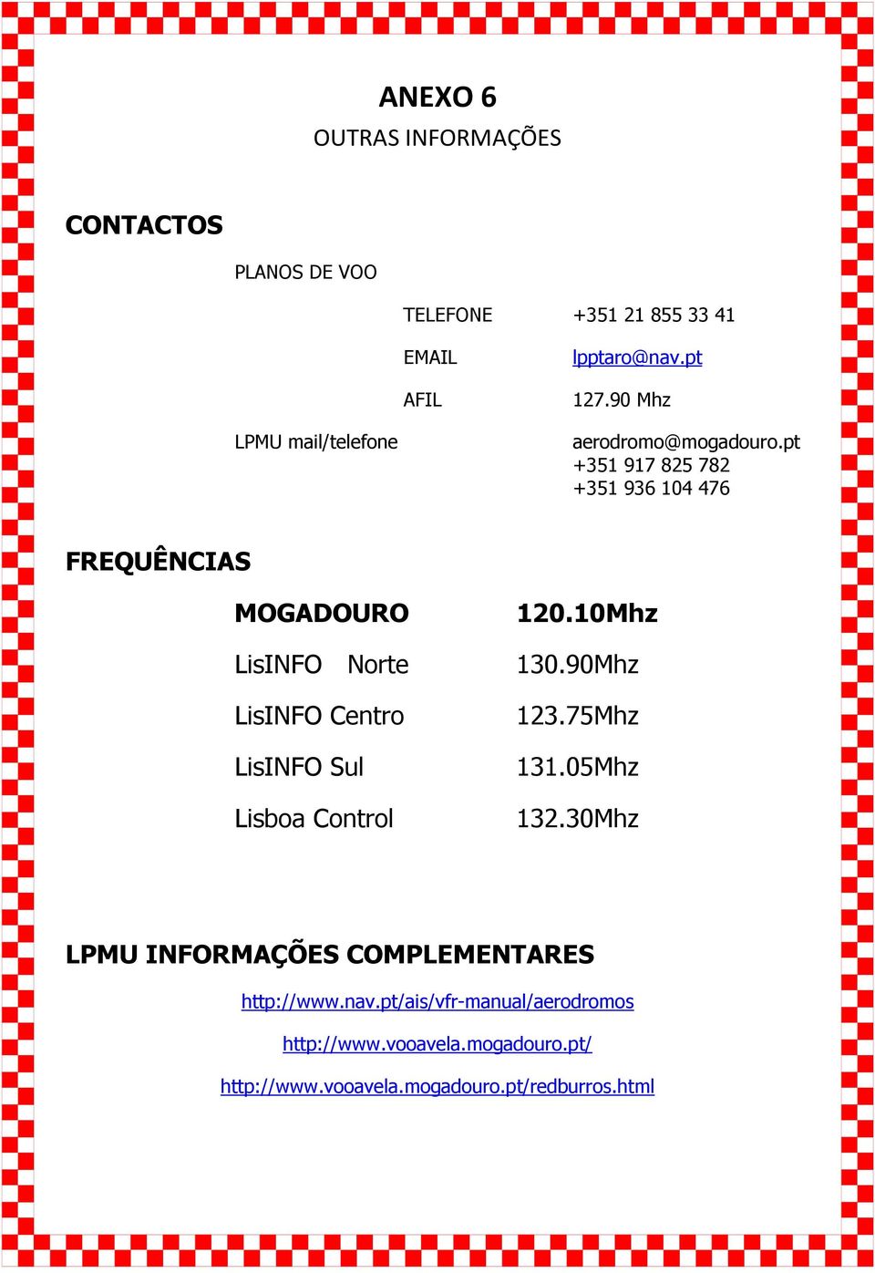 pt +351 917 825 782 +351 936 104 476 FREQUÊNCIAS MOGADOURO LisINFO Norte LisINFO Centro LisINFO Sul Lisboa Control 120.