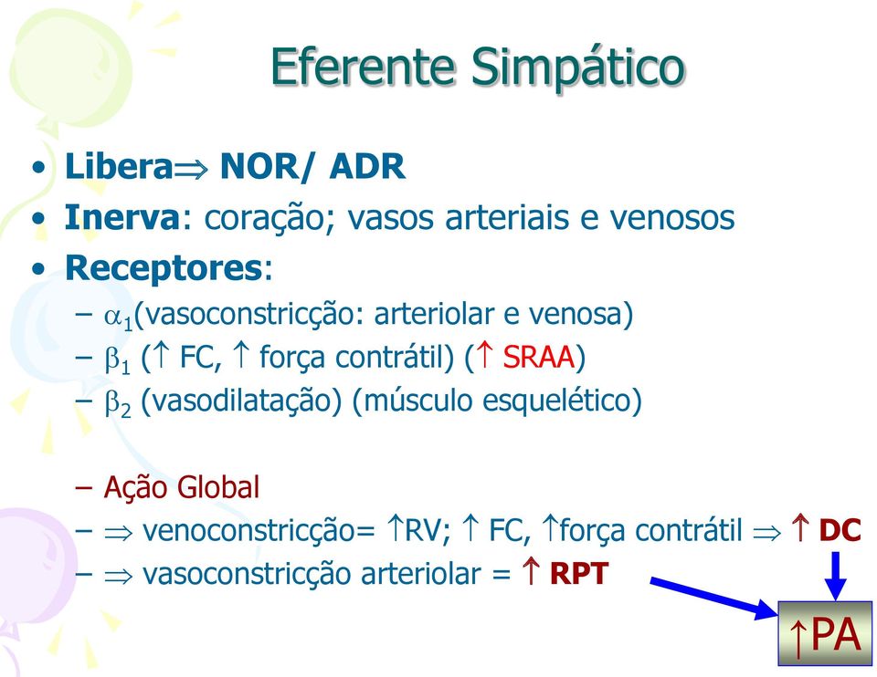 força contrátil) ( SRAA) 2 (vasodilatação) (músculo esquelético) Ação