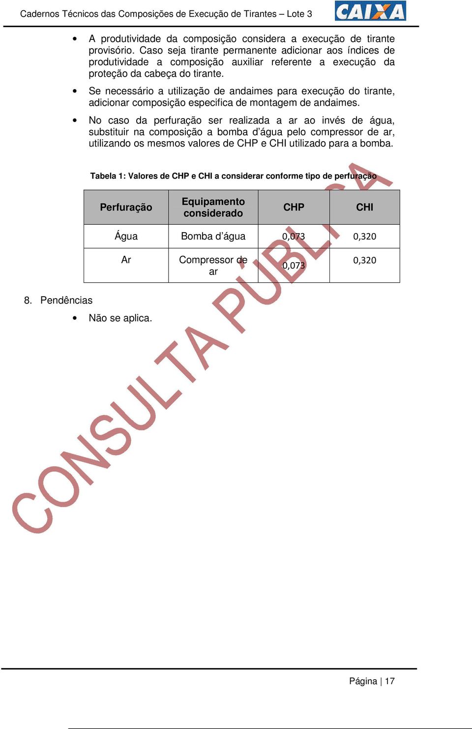 Se necessário a utilização de andaimes para execução do tirante, adicionar composição especifica de montagem de andaimes.