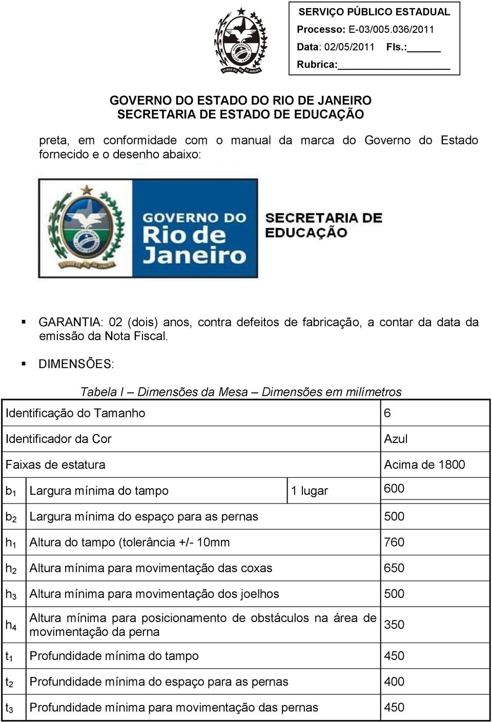 mínima do espaço para as pernas 500 h 1 Altura do tampo (tolerância +/- 10mm 760 h 2 Altura mínima para movimentação das coxas 650 h 3 Altura mínima para movimentação dos joelhos 500 h 4 Altura