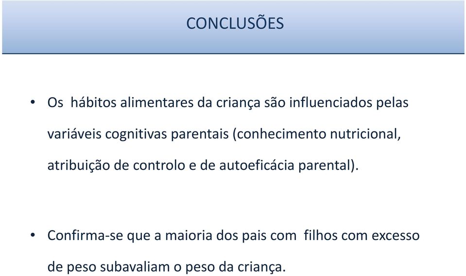 de controlo e de autoeficácia parental).