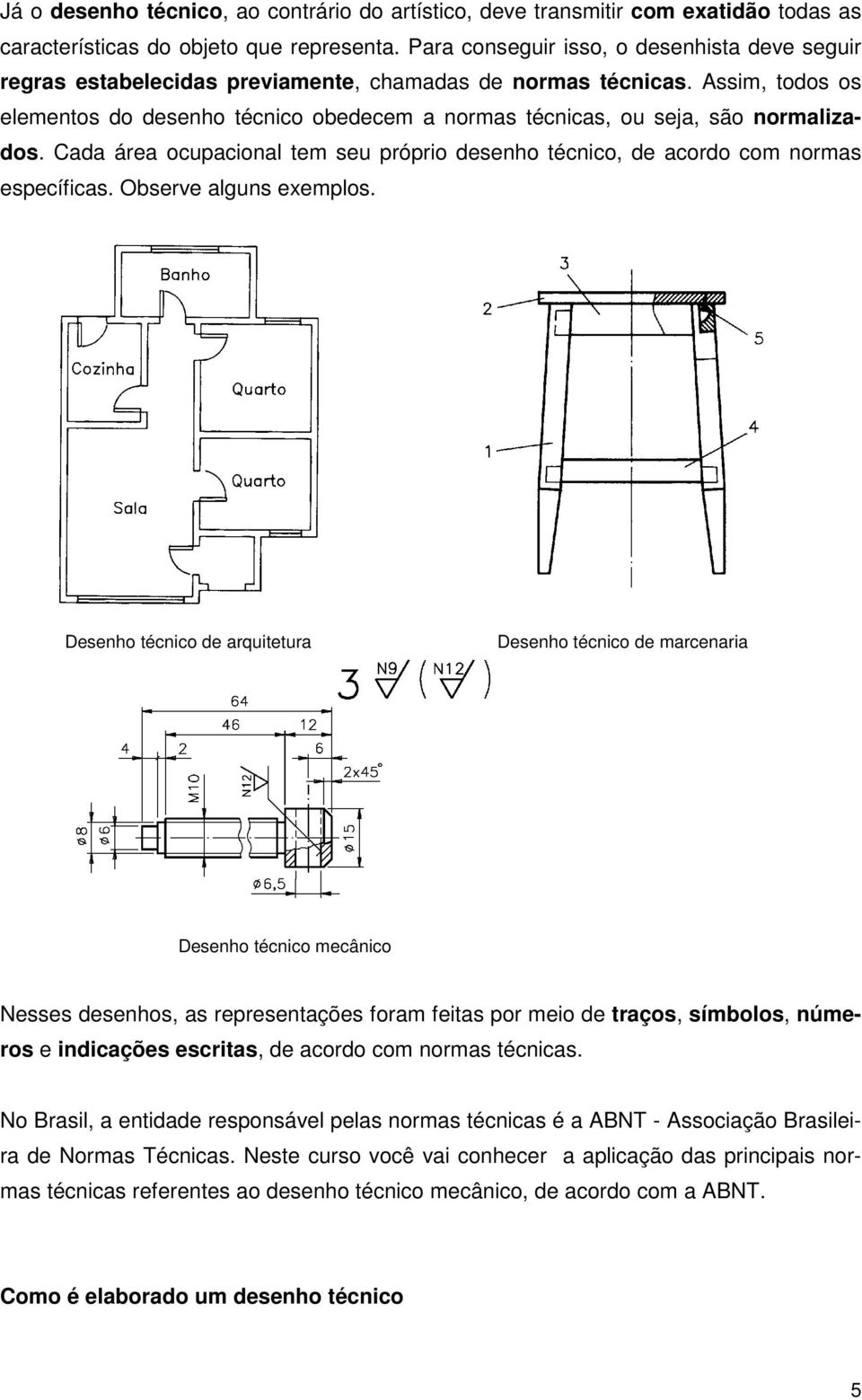 Assim, todos os elementos do desenho técnico obedecem a normas técnicas, ou seja, são normalizados. Cada área ocupacional tem seu próprio desenho técnico, de acordo com normas específicas.