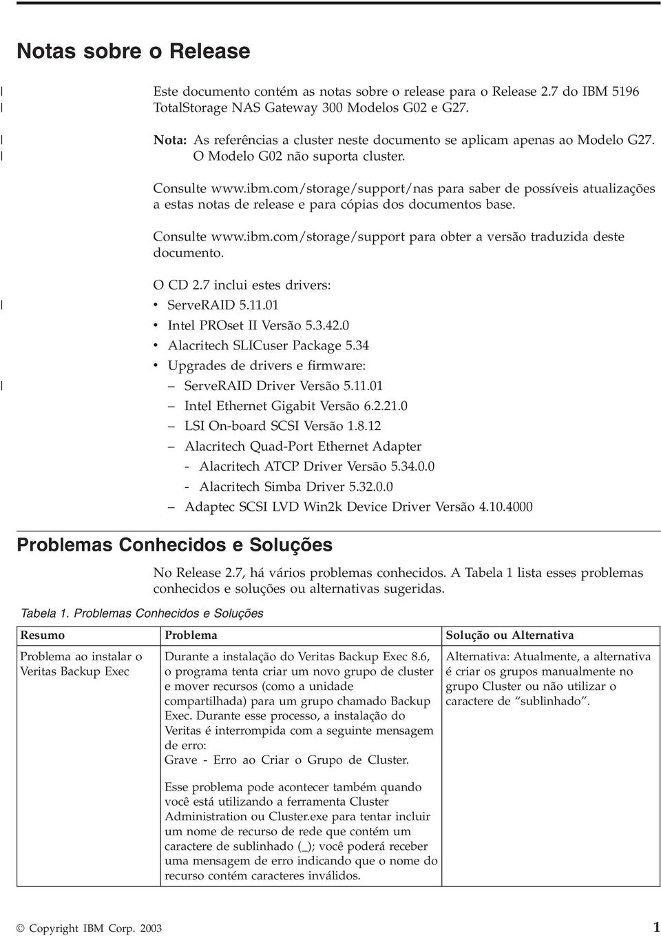 com/storage/support/nas para saber de possíveis atualizações a estas notas de release e para cópias dos documentos base. Consulte www.ibm.