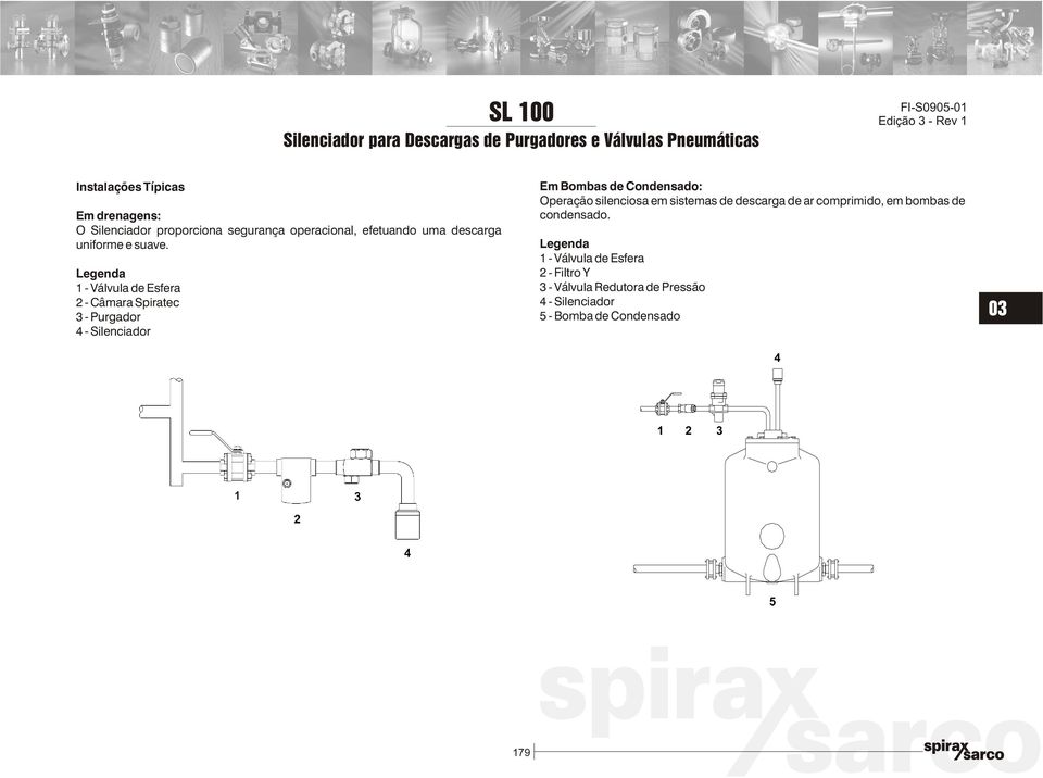 Legenda - Válvula de Esfera - âmara Spiratec 3 - Purgador - Silenciador Em ombas de ondensado: Operação silenciosa em sistemas