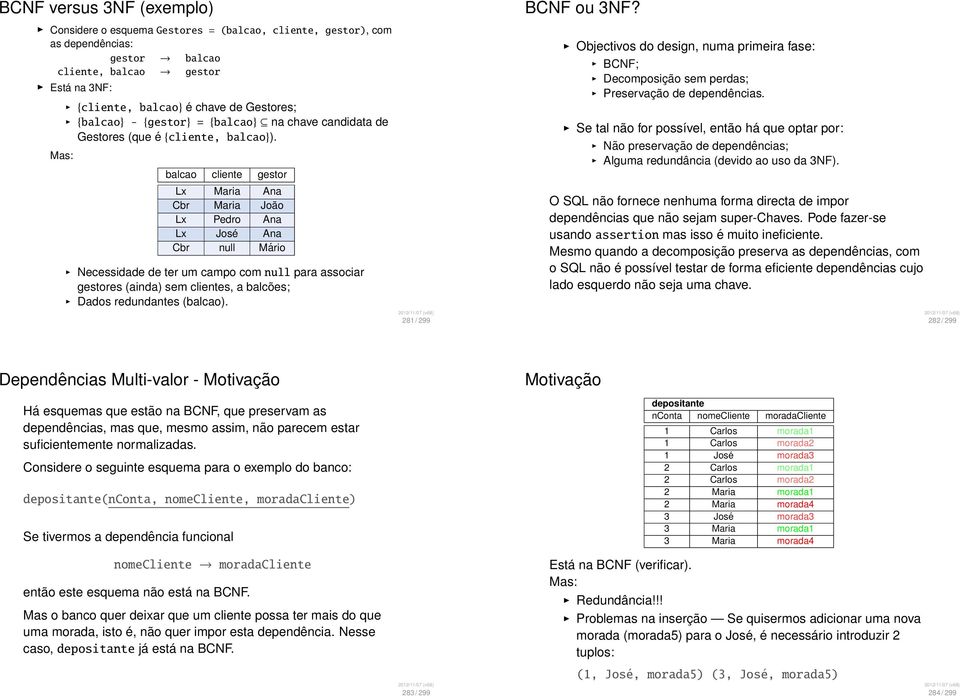 balcao cliente gestor Lx Maria Ana Cbr Maria João Lx Pedro Ana Lx José Ana Cbr null Mário Necessidade de ter um campo com null para associar gestores (ainda) sem clientes, a balcões; Dados