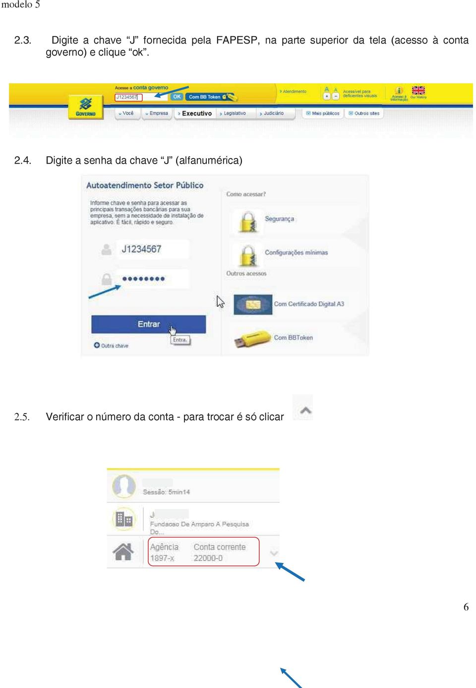 2.4. Digite a senha da chave J (alfanumérica) 2.5.