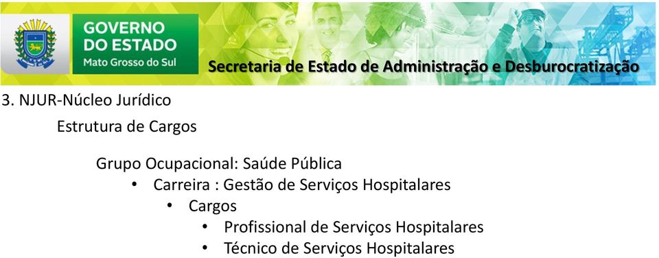 Saúde Pública Carreira : Gestão de Serviços Hospitalares Cargos