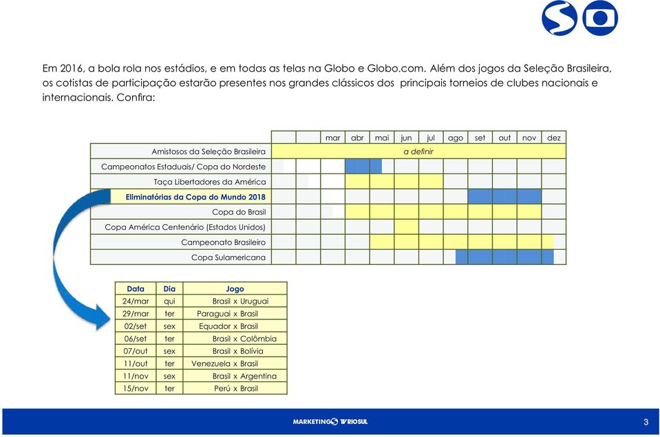 Con ra: Amistosos da Seleção Brasileira mar abr mai jun jul ago set out nov dez a de nir Campeonatos Estaduais/ Copa do Nordeste Taça Libertadores da América Eliminatórias da Copa do Mundo 2018