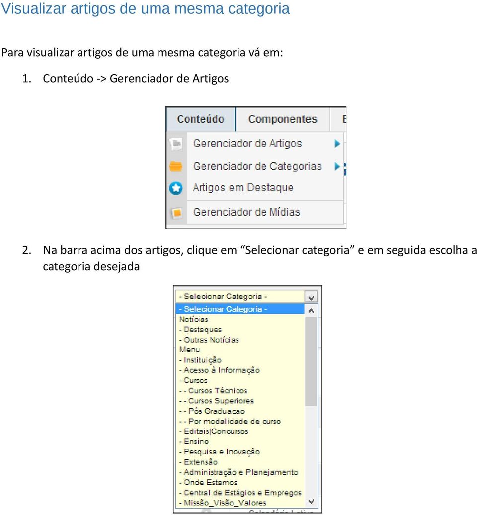 Conteúdo -> Gerenciador de Artigos 2.