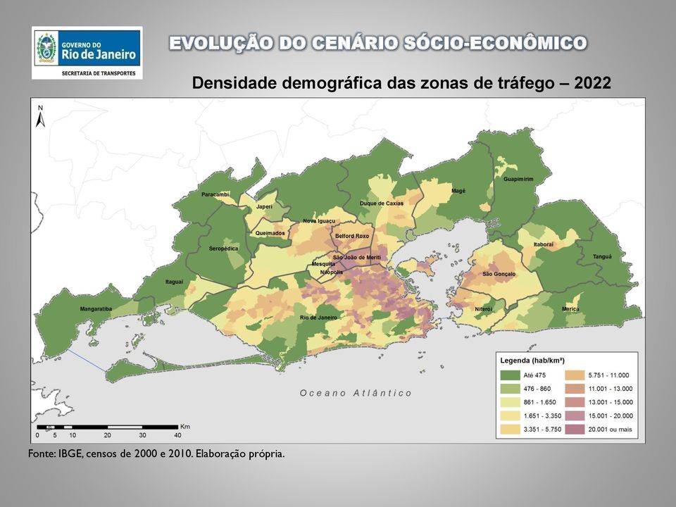 demográfica das zonas de tráfego