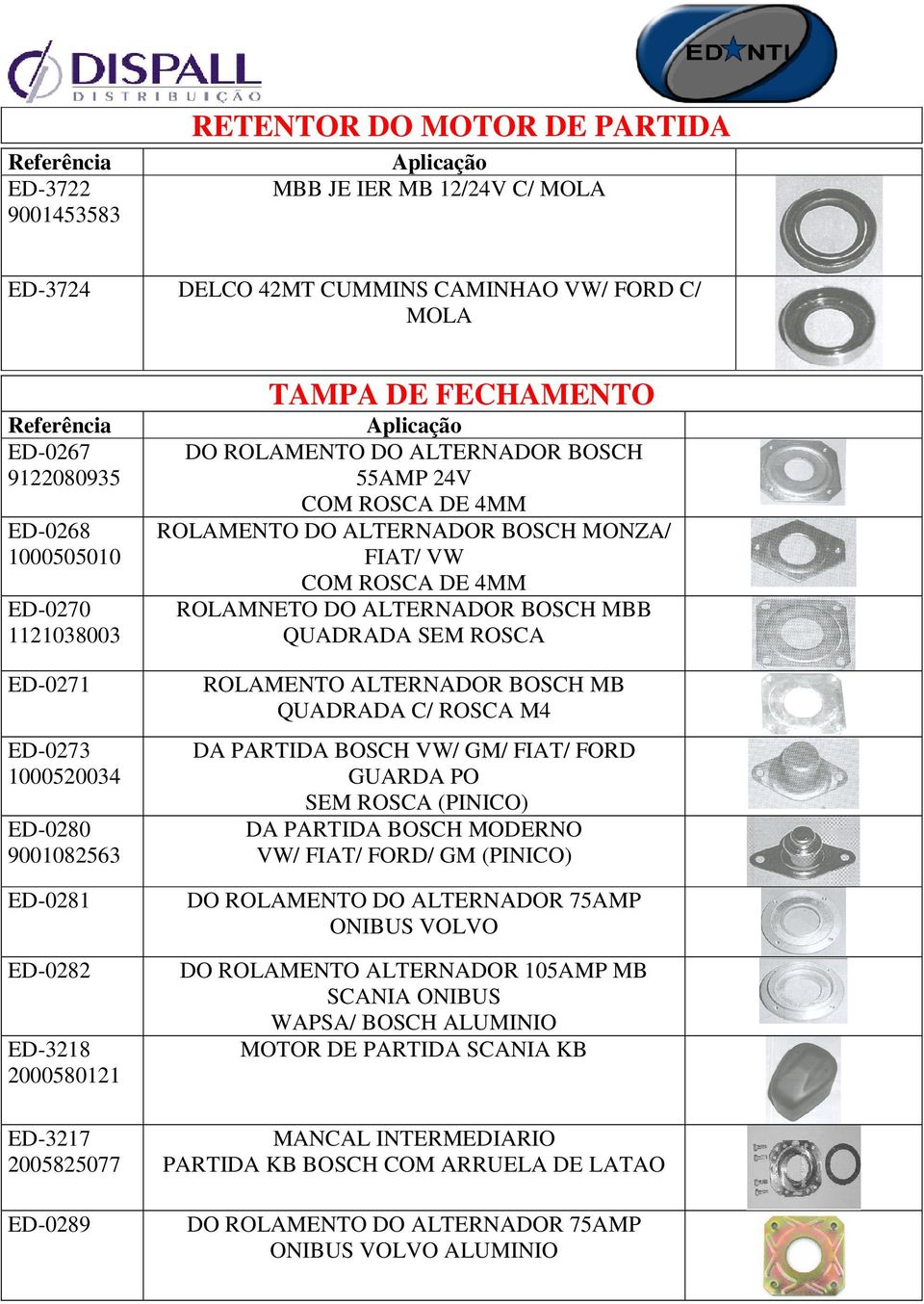 ALTERNADOR BOSCH MONZA/ FIAT/ VW COM ROSCA DE 4MM ROLAMNETO DO ALTERNADOR BOSCH MBB QUADRADA SEM ROSCA ROLAMENTO ALTERNADOR BOSCH MB QUADRADA C/ ROSCA M4 DA PARTIDA BOSCH VW/ GM/ FIAT/ FORD GUARDA PO