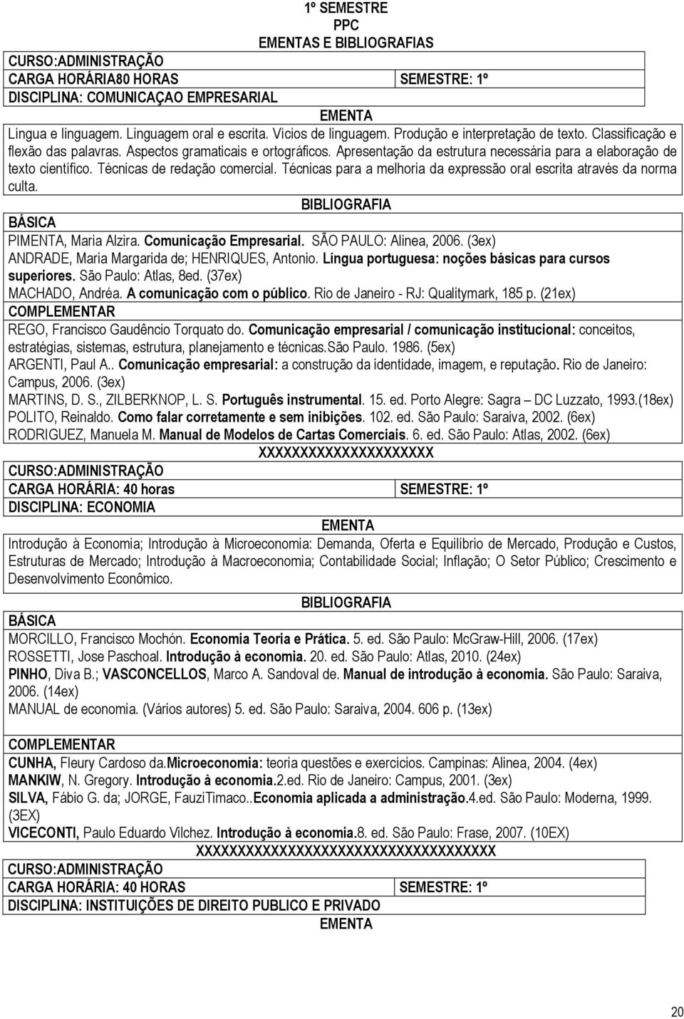 Técnicas de redação comercial. Técnicas para a melhoria da expressão oral escrita através da norma culta. PIMENTA, Maria Alzira. Comunicação Empresarial. SÃO PAULO: Alinea, 2006.