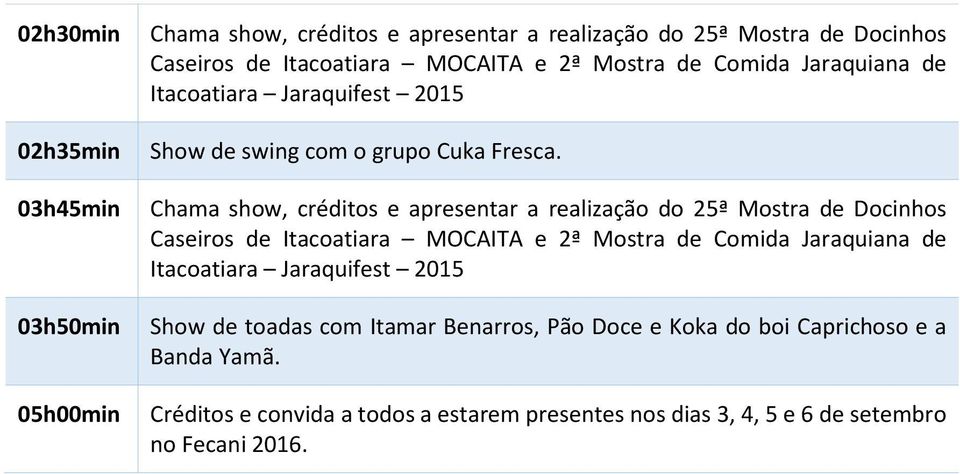 Show de toadas com Itamar Benarros, Pão Doce e Koka do boi