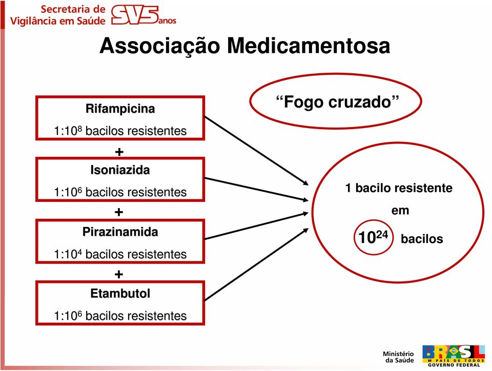 Pirazinamida 1:10 4 bacilos resistentes + Etambutol 1:10 6