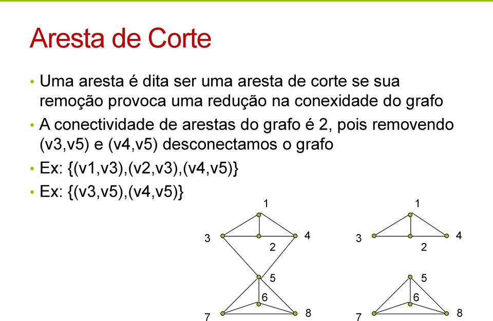 arestas do grafo é 2, pois removendo (,v5) e (v4,v5) desconectamos o