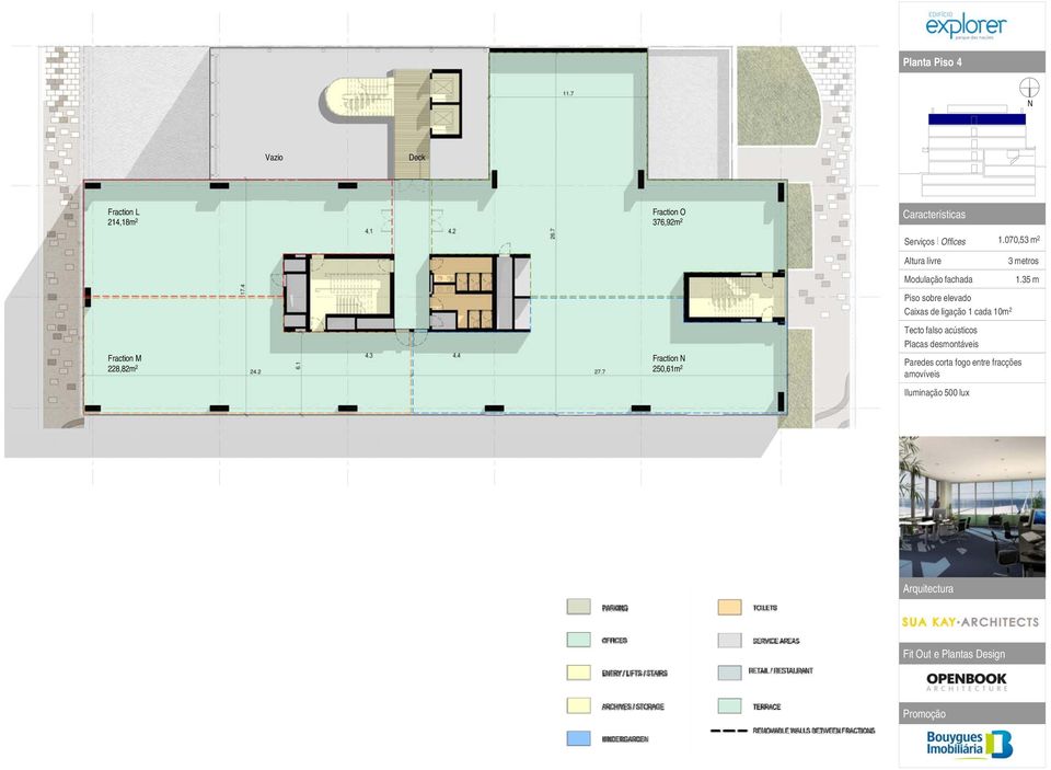 35 m Piso sobre elevado Caixas de ligação 1 cada 10m 2 Fraction M Fraction 228,82m 2