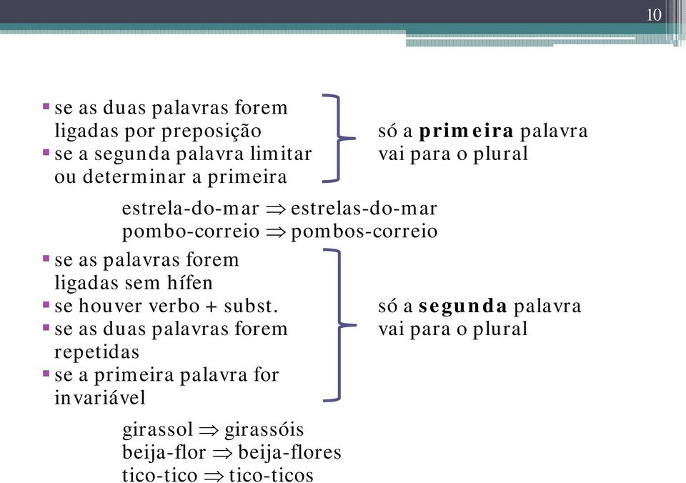 palavras forem ligadas sem hífen se houver verbo + subst.