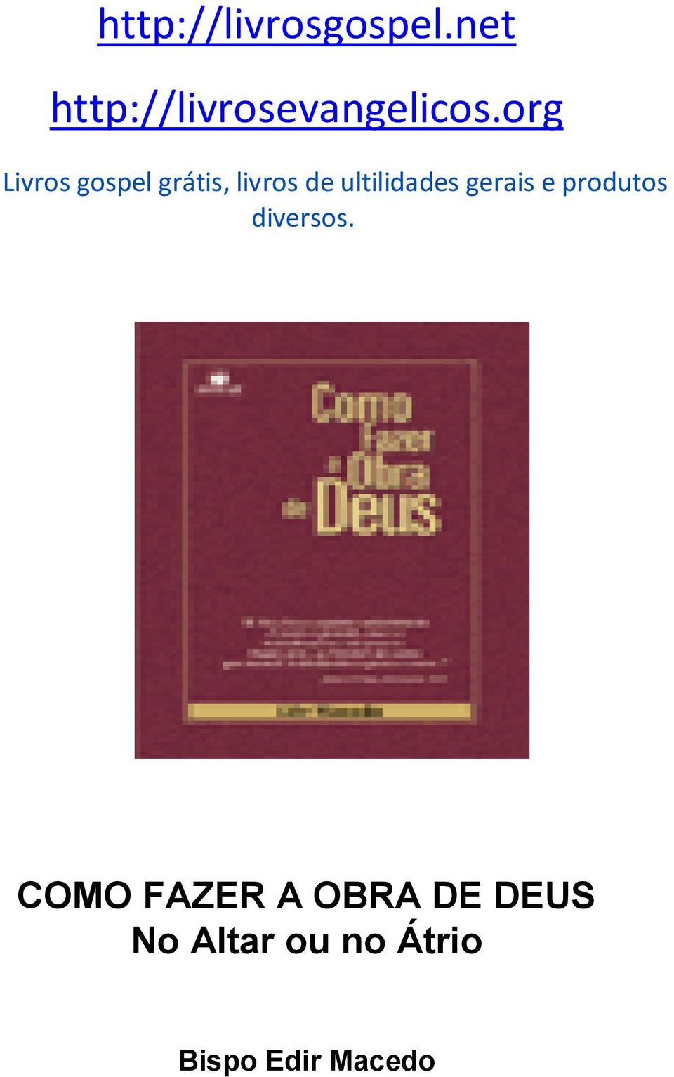 org Livros gospel grátis, livros de ultilidades