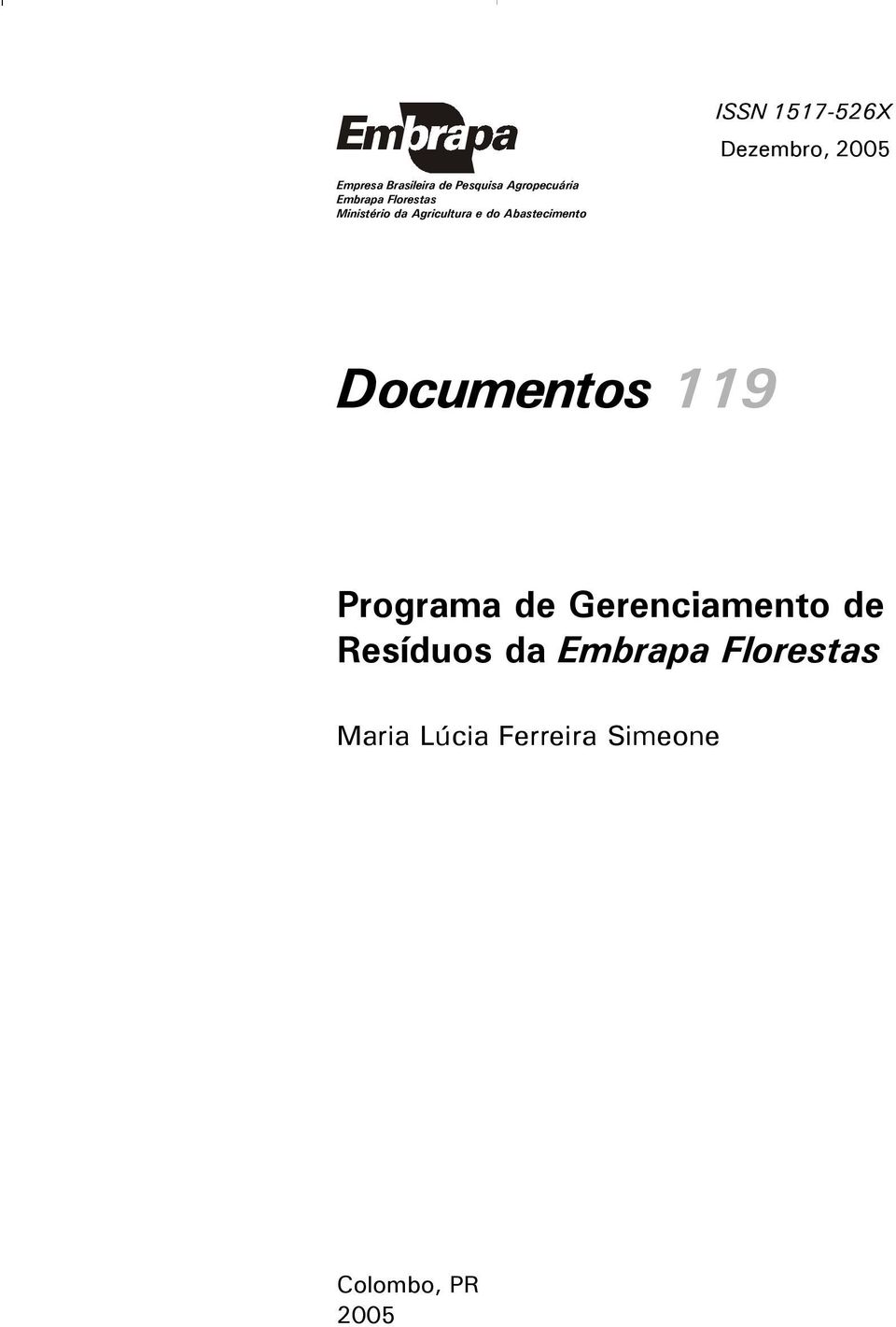 Abastecimento Documentos 119 Programa de Gerenciamento de