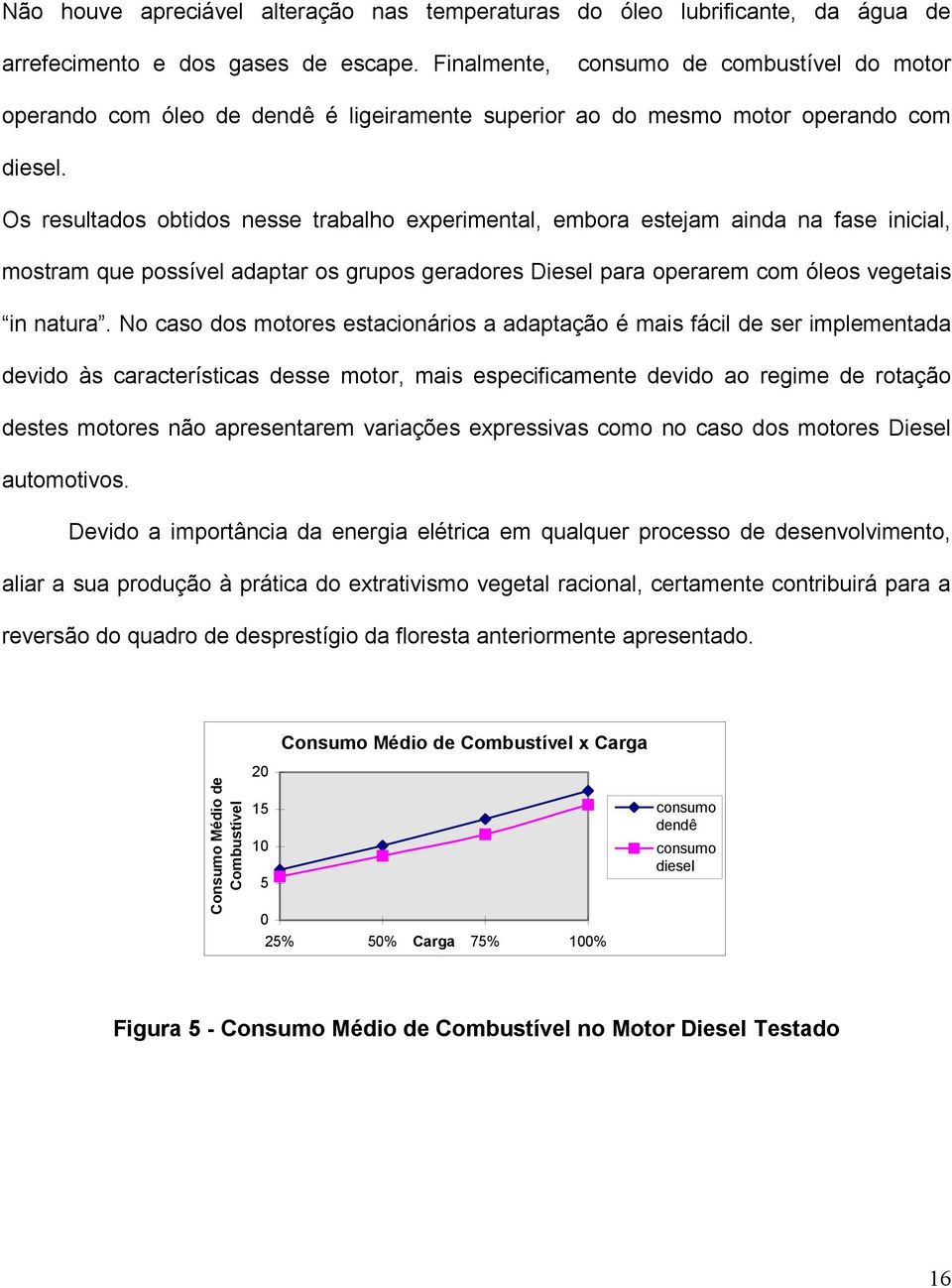 Os resultados obtidos nesse trabalho experimental, embora estejam ainda na fase inicial, mostram que possível adaptar os grupos geradores Diesel para operarem com óleos vegetais in natura.