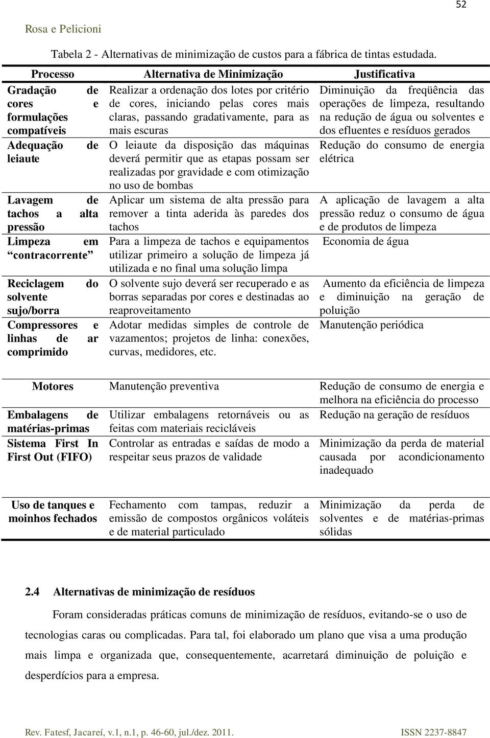 limpeza, resultando formulações compatíveis claras, passando gradativamente, para as mais escuras na redução de água ou solventes e dos efluentes e resíduos gerados Adequação de O leiaute da