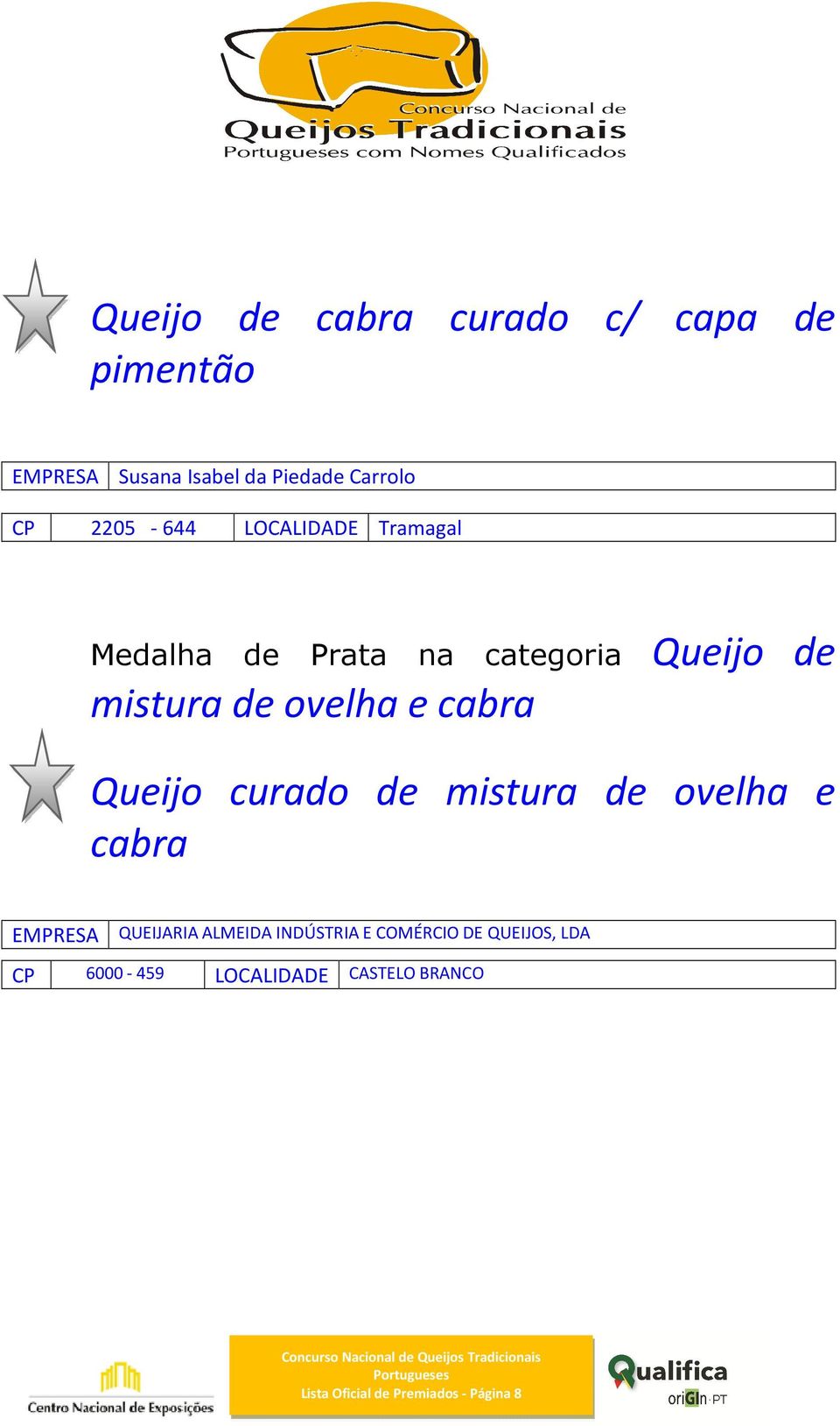 cabra Queijo curado de mistura de ovelha e cabra EMPRESA QUEIJARIA ALMEIDA INDÚSTRIA E