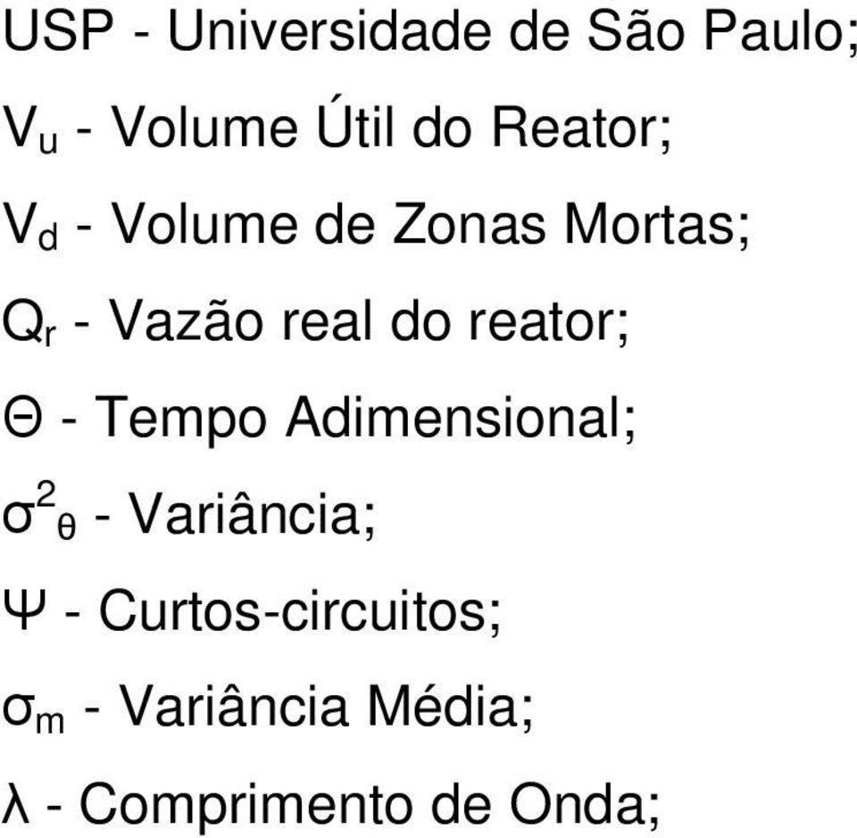 reator; Θ - Tempo Adimensional; σ 2 θ - Variância; Ψ -