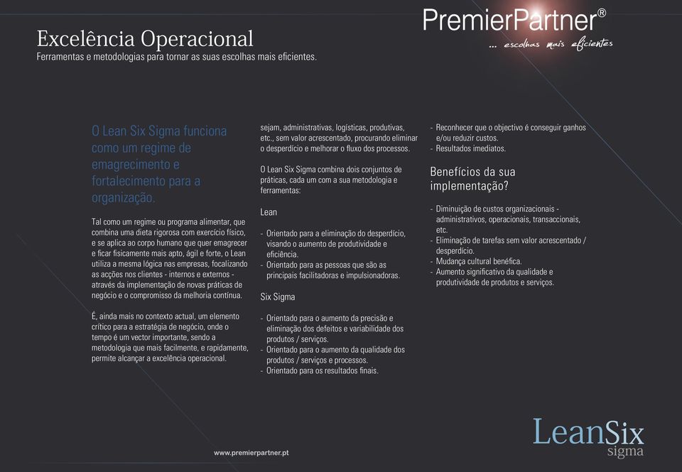 utiliza a mesma lógica nas empresas, focalizando as acções nos clientes - internos e externos - através da implementação de novas práticas de negócio e o compromisso da melhoria contínua.