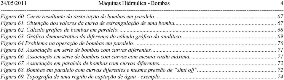 .. 69 Figura 64 Problema na operação de bombas em paralelo.... 70 Figura 65. Associação em série de bombas com curvas diferentes... 71 Figura 66.