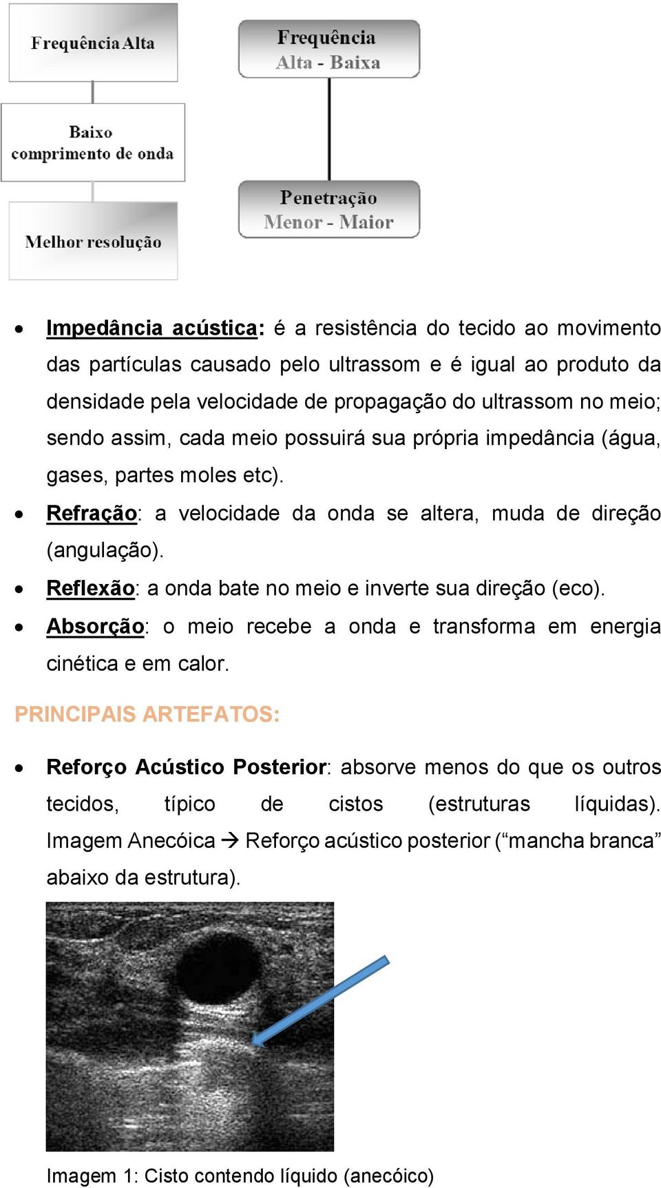 Reflexão: a onda bate no meio e inverte sua direção (eco). Absorção: o meio recebe a onda e transforma em energia cinética e em calor.