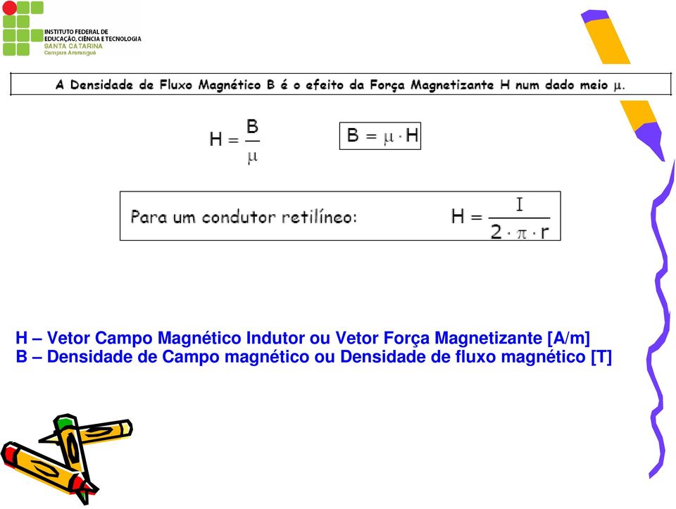 [A/m] B Densidade de Campo