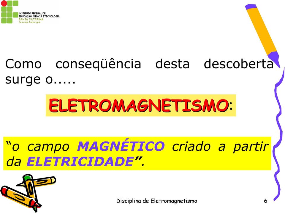 .. ELETROMAGNETISMO: o campo