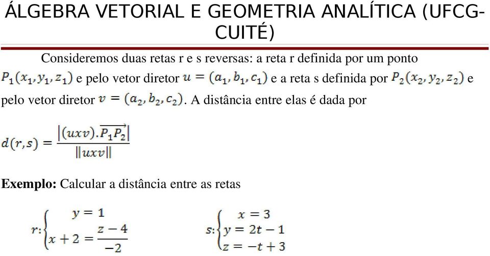 diretor e a reta s definida por e.