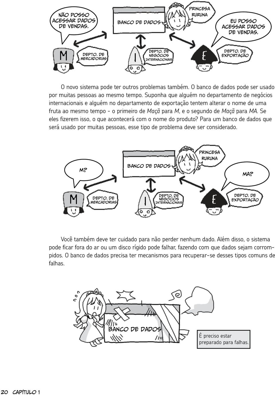 Suponha que alguém no departamento de negócios internacionais e alguém no departamento de exportação tentem alterar o nome de uma fruta ao mesmo tempo - o primeiro de Maçã para M, e o segundo de Maçã