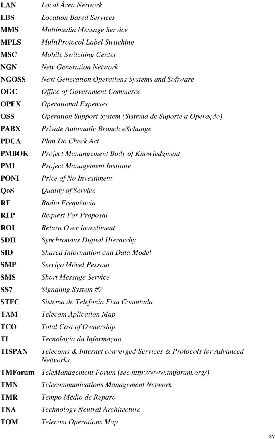 Operação) Private Automatic Branch exchange Plan Do Check Act Project Manangement Body of Knowledgment Project Management Institute Price of No Investiment Quality of Service Radio Freqüência Request