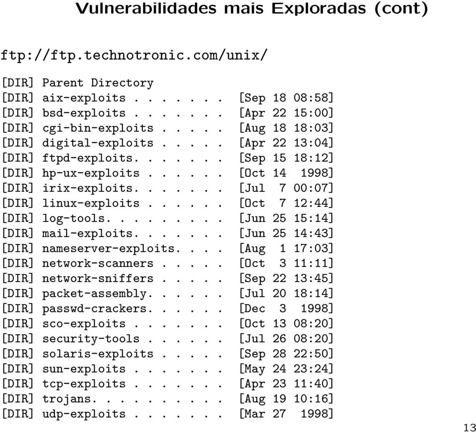 ...... [Jul 7 00:07] [DIR] linux-exploits...... [Oct 7 12:44] [DIR] log-tools......... [Jun 25 15:14] [DIR] mail-exploits....... [Jun 25 14:43] [DIR] nameserver-exploits.