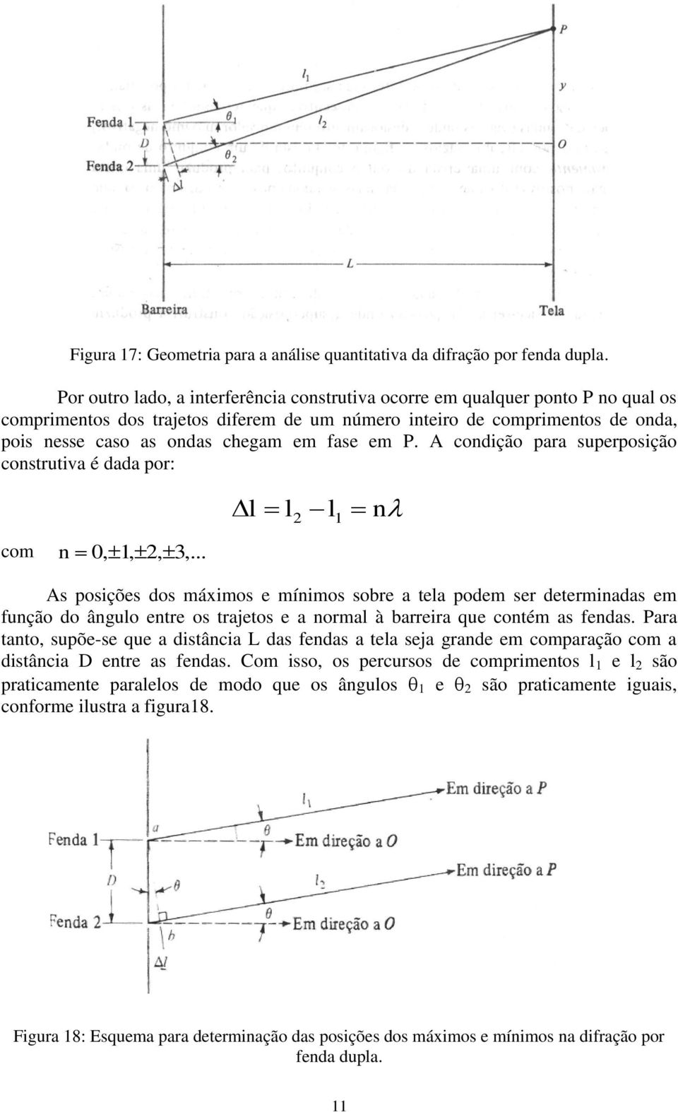 fase em P. A condição para superposição construtiva é dada por: com n 0, 1, 2, 3,.