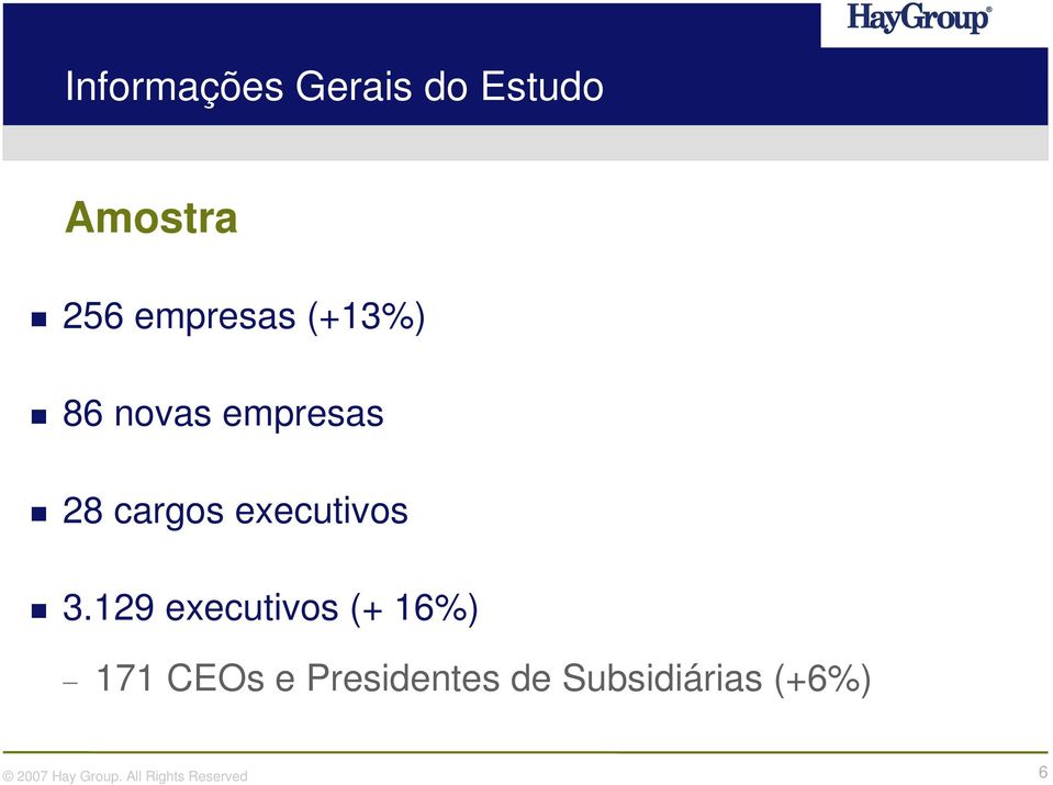 129 executivos (+ 16%) 171 CEOs e Presidentes de