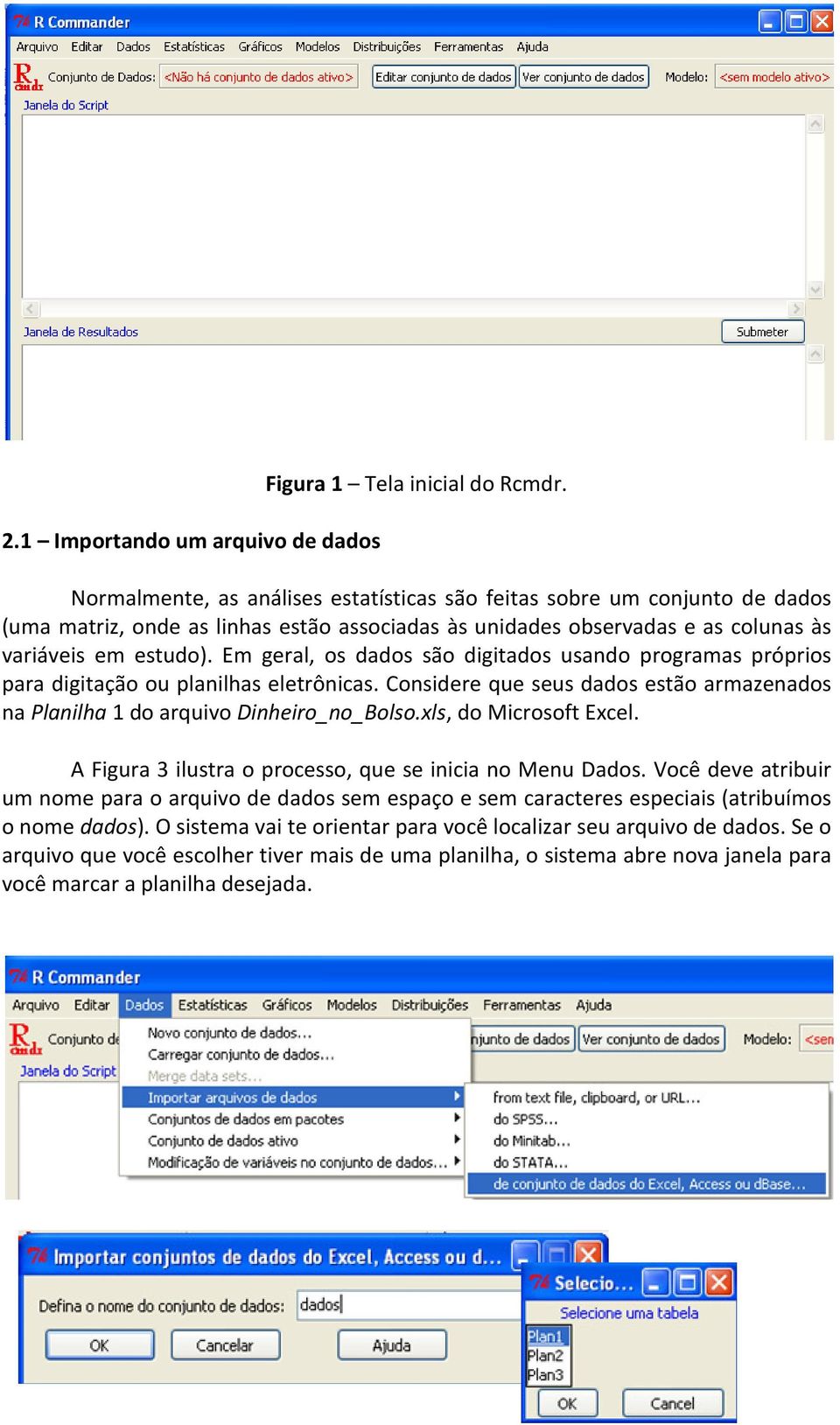 Em geral, os dados são digitados usando programas próprios para digitação ou planilhas eletrônicas. Considere que seus dados estão armazenados na Planilha 1 do arquivo Dinheiro_no_Bolso.